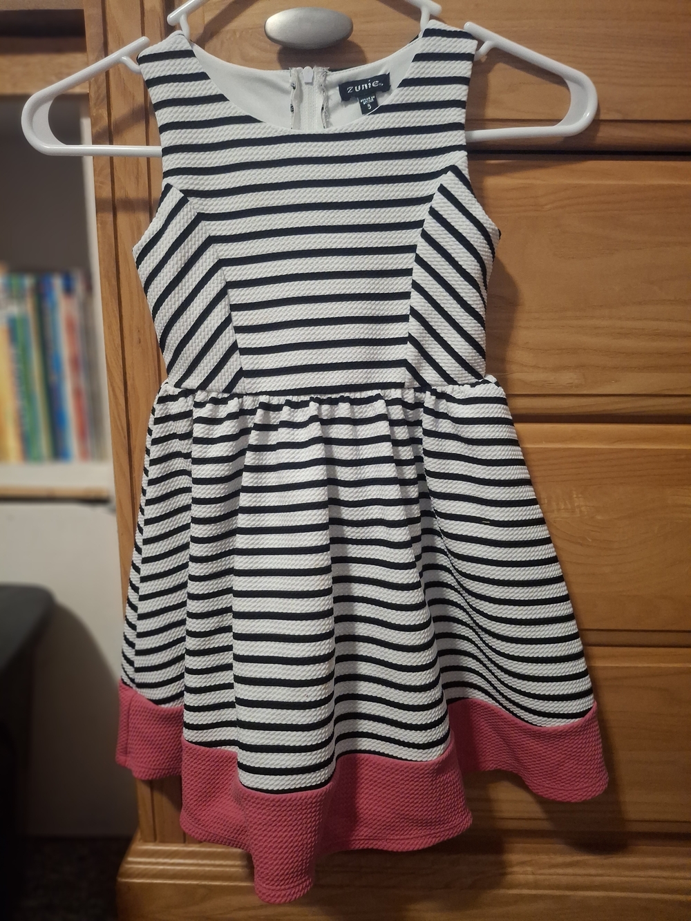 Zunie Black, White & Pink Striped Fit-and-Flare Dress